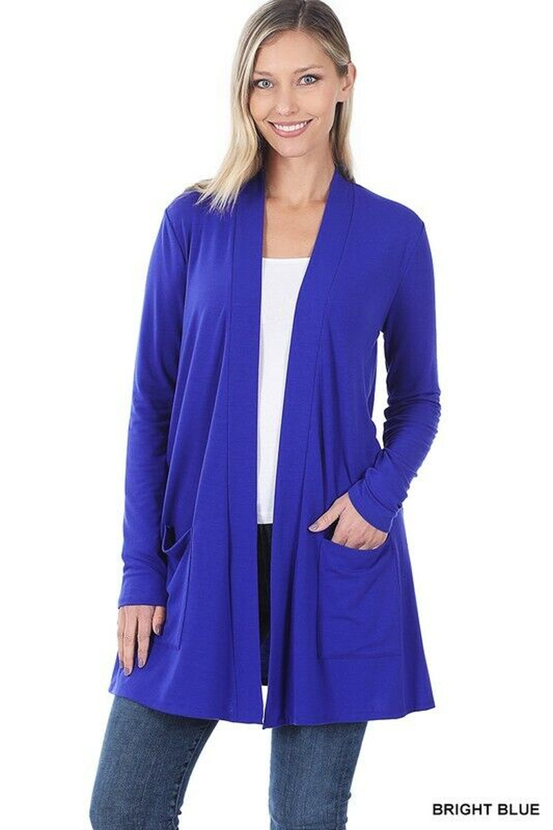 Womens Open Front Fly Away Cardigan Sweater Long Sleeve with Pockets Loose Drape