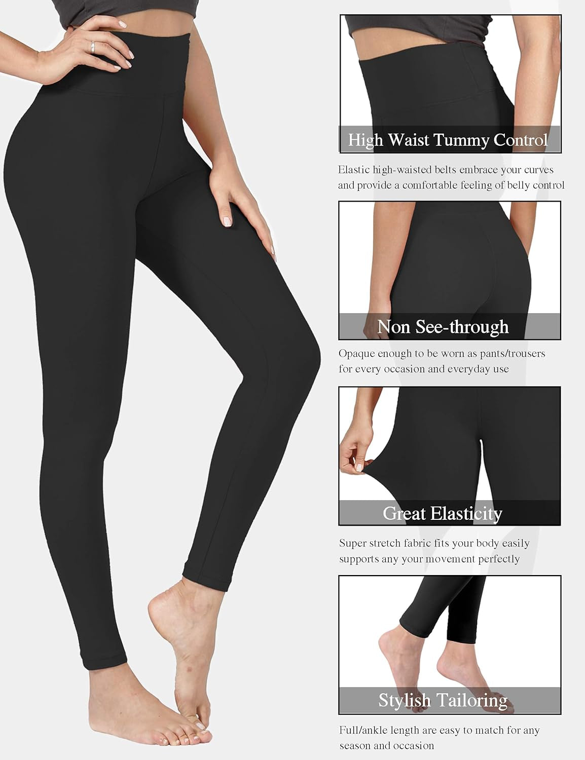 High Waisted Leggings for Women Buttery Soft Stretchy Tummy Control Workout Yoga Running Pants One&Plus Size