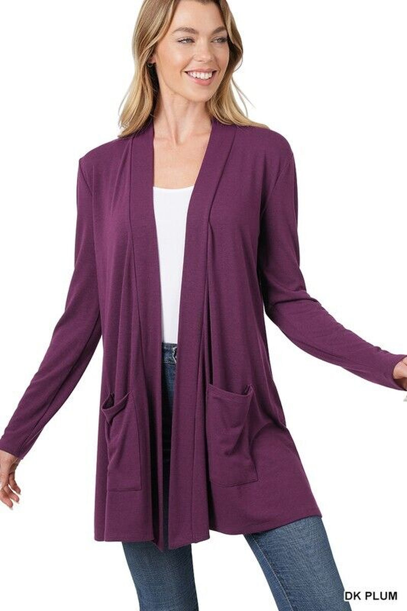 Womens Open Front Fly Away Cardigan Sweater Long Sleeve with Pockets Loose Drape