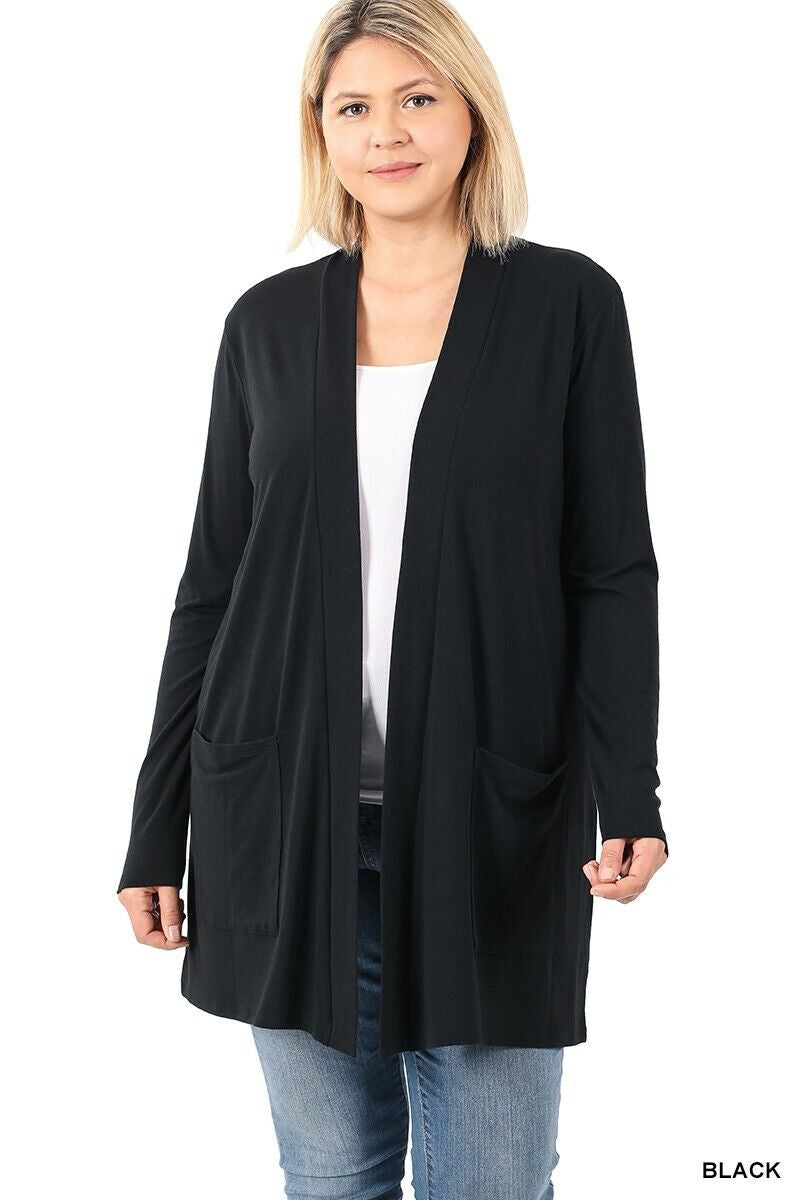 Womens Open Front Fly Away Cardigan Sweater Long Sleeve with Pockets Loose Drape