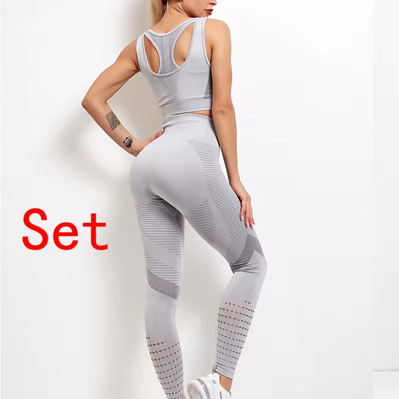 2021 New Gym Set Workout Clothes for Women Sports Bra and Leggings Suit Sports Wear Female Seamless Athletic Yoga Sets plus Size