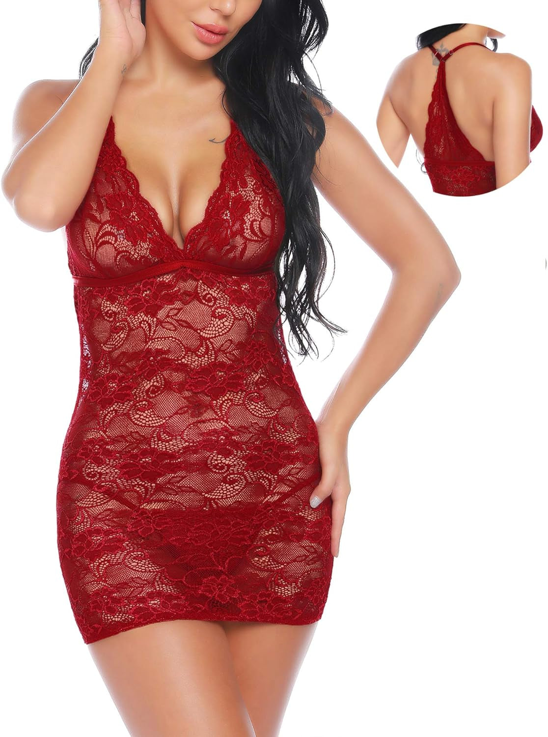 Lingerie for Women Lace Chemise Sleepwear Sexy Bodycon Teddy Dress S-XXL